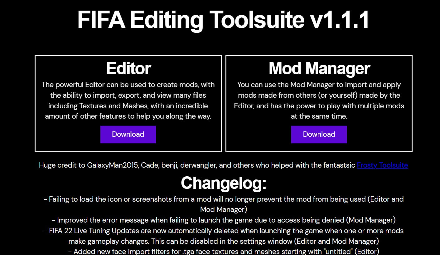 FIFA MOD MANAGER 1.1.1 + FIFA EDITOR TOOL v1.1.1